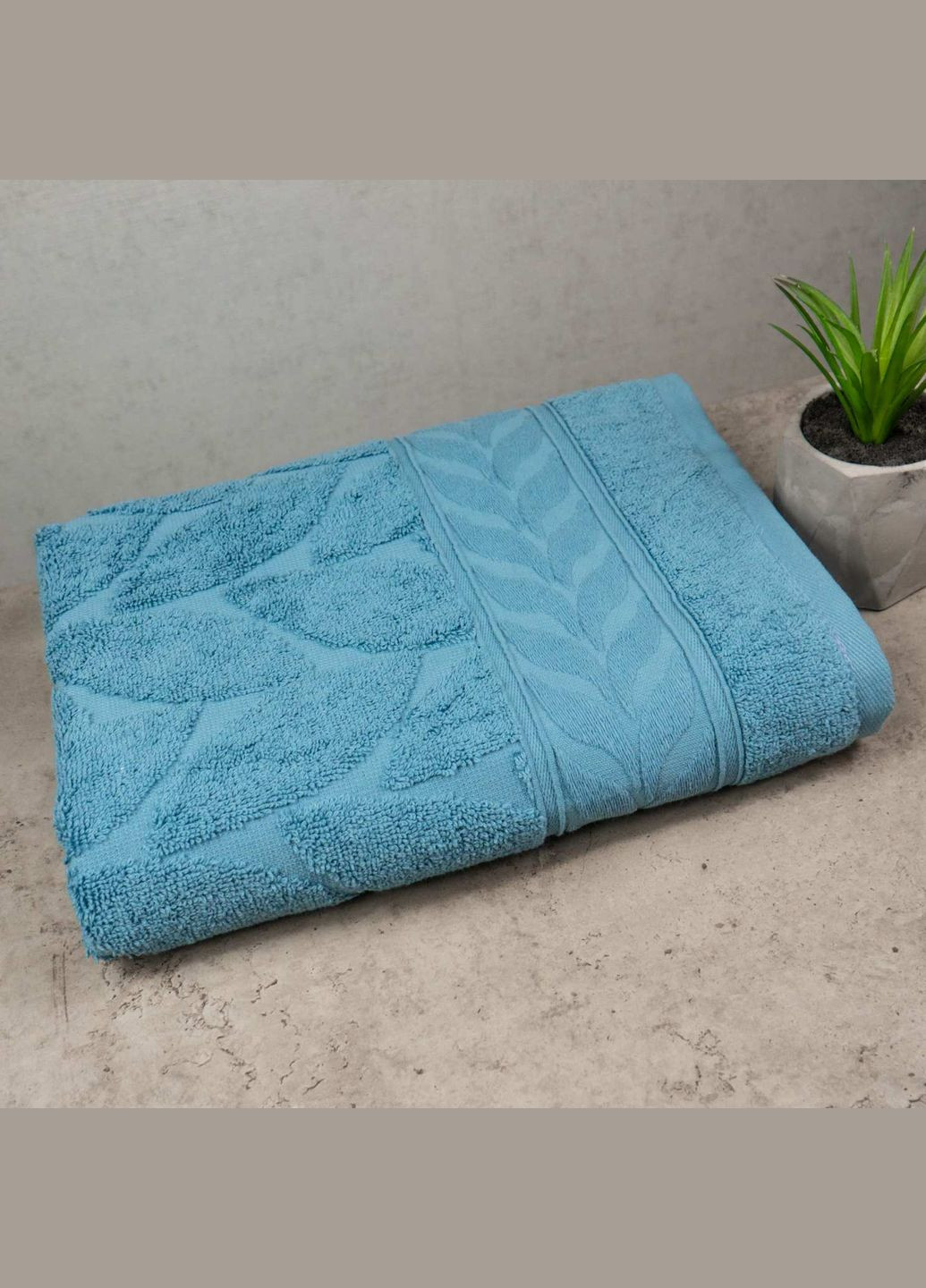 GM Textile полотенце махровое 50x90см премиум качества листья 550г/м2 () бирюзовый производство -