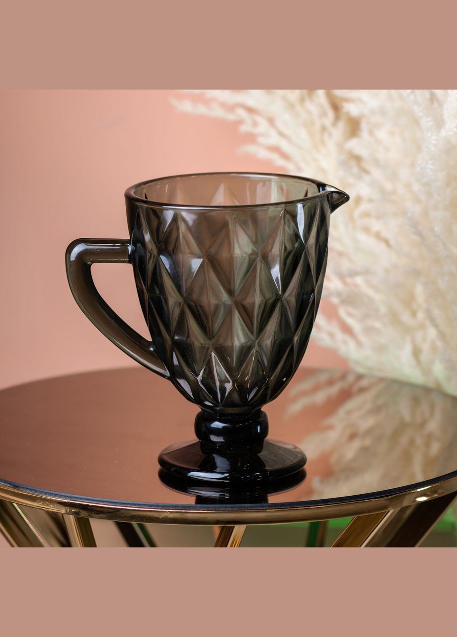 Глечик для напоїв із товстого скла 1 л гранований сірий HP038G TS Kitchen (306849168)