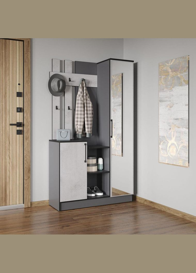 Стильная прихожая с зеркалом, дверцей и крючками для одежды от KO-0004 MORELI (361035125)