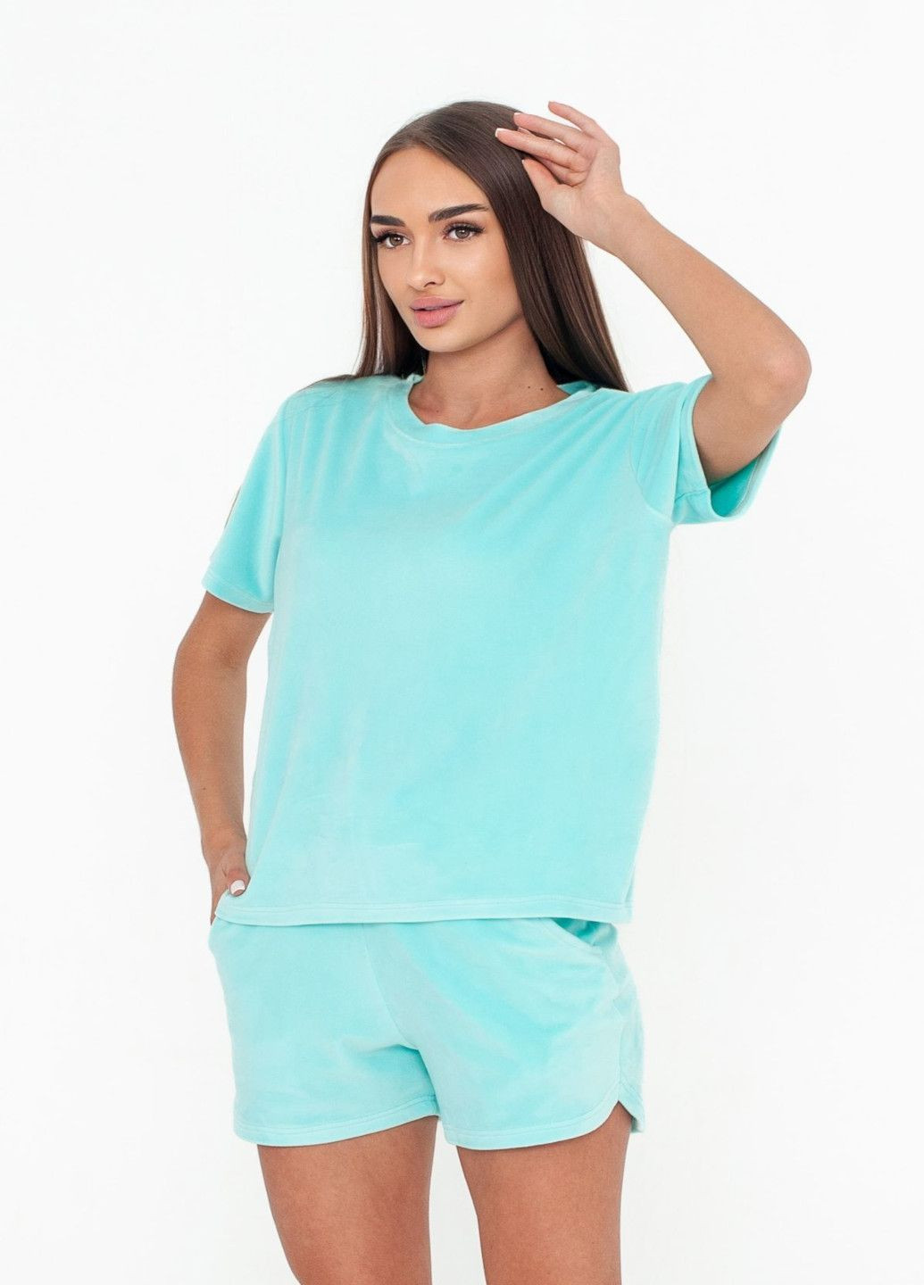 М'ятна всесезон піжама жіноча комплект (футболка та шорти) lingerie футболка + шорти Serenade