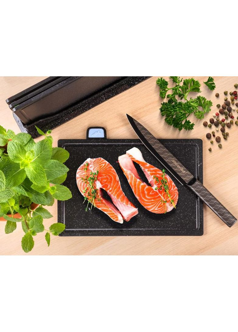 Комплект разделочных досок 4 шт на подставке твердый пластик для кухни нарезки продуктов 29x23 см Kamille (368991212)