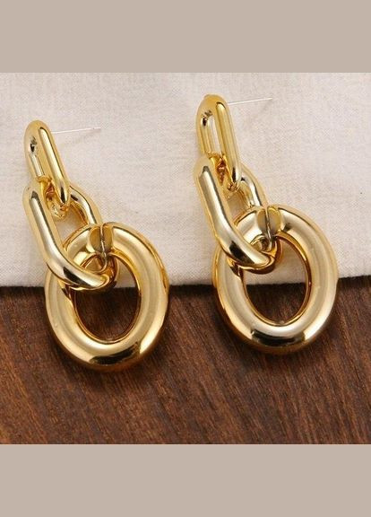 Золотистые крупные серьги цепи, 4485 Fashion Jewelry (336950027)