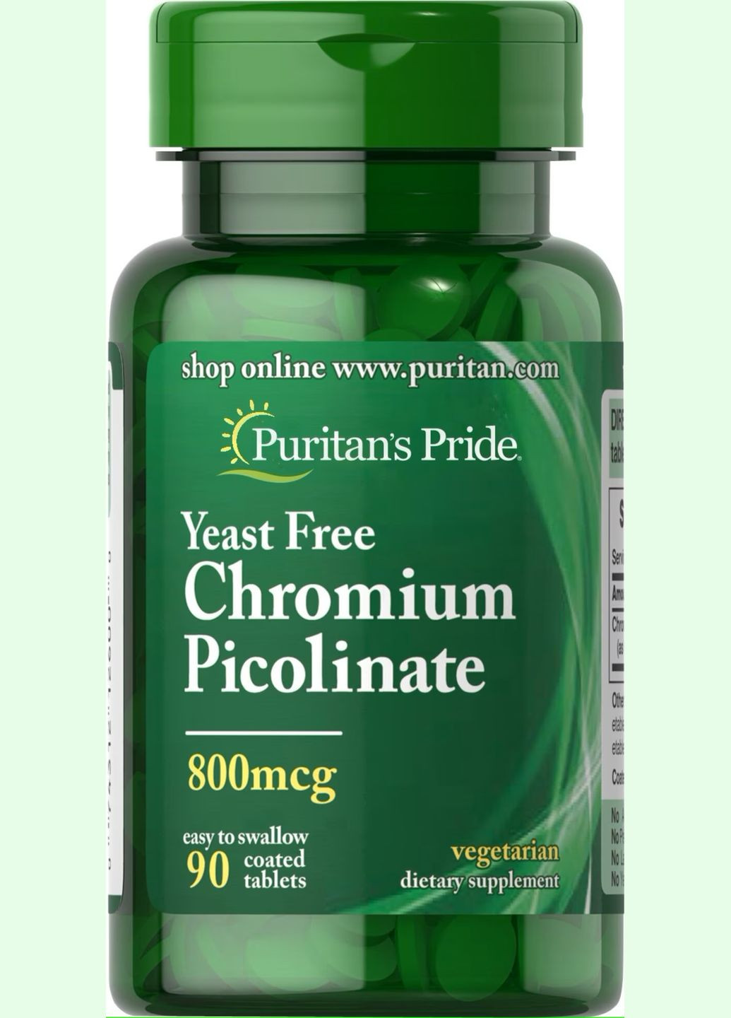 Хром Puritan's Pride Chromium Picolinate 800 mcg Yeast Free 90 Tablets Puritans Pride (293508842)
