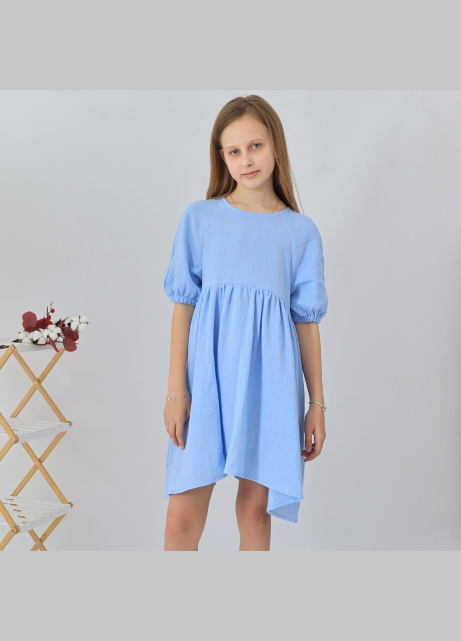 Блакитна дитяче довге блакитне плаття "венді" з мусліну для дівчинки No Brand (331619978)