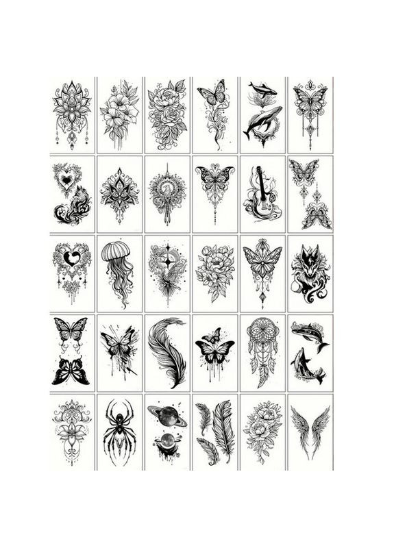 Набор детских временных татуировок "Черные мини №4" black-tattoo-mini-set-4-H Fresh Tattoo (337170795)