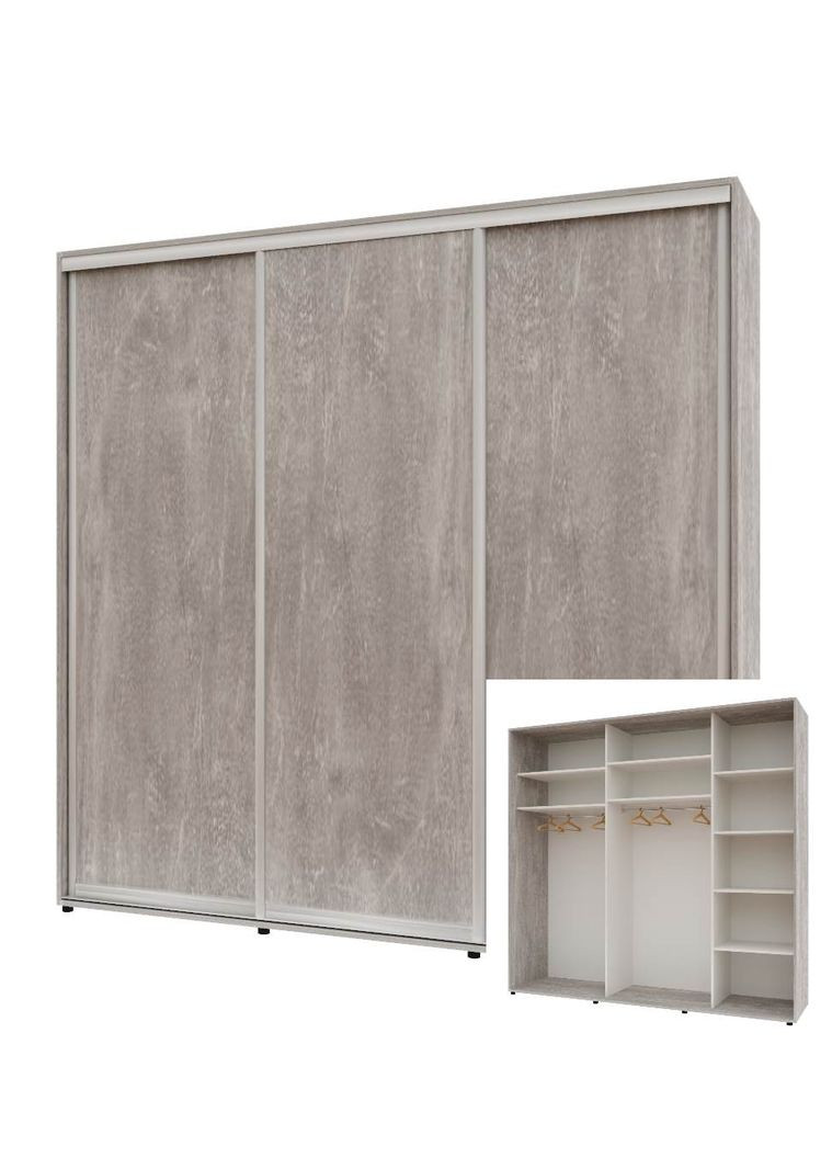 Шкаф-купе трехдверный Комфорт Мебель 220*60*240 см Бетон 3 двери ДСП Стандарт Комфорт Меблі (360477572)