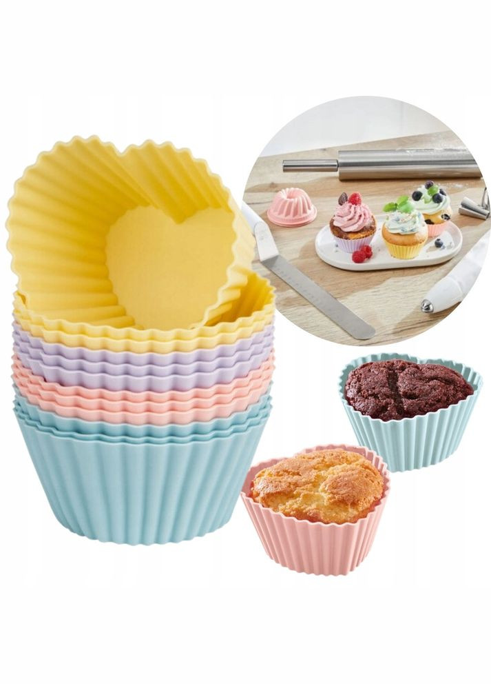 Силіконові форми для кексів 12 шт Серце набір форм для маффінів 7 х 3 см Ernesto (362046009)