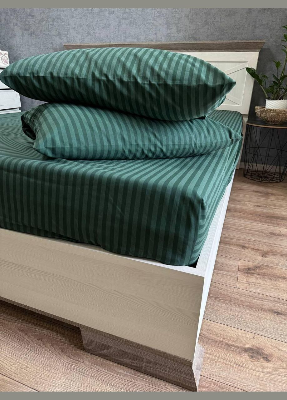 Простирадло з наволочками 50х70 натяжне на ліжко та диван натуральне 200х180 Зелений (П4К-post-rezinka-003/2) No Brand (306633945)