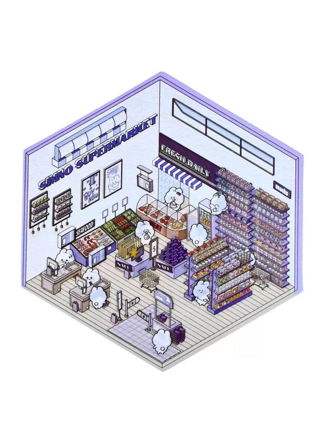 Набор наклейок DIY Румбокс 3D "Создай свою комнату" Супермаркет зайчиков No Brand (346122926)