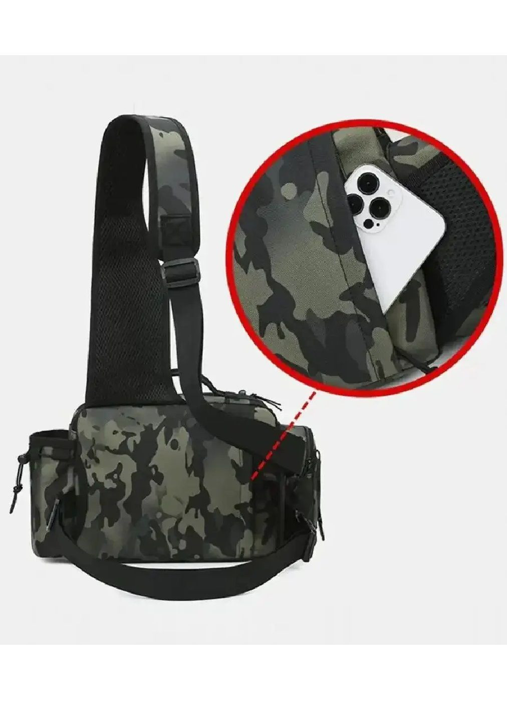 Сумка рибальська спінінгова для зберігання перенесення рибальського приладдя 40х21х13 см (478378-Prob) Зелений камуфляж Unbranded (304681302)