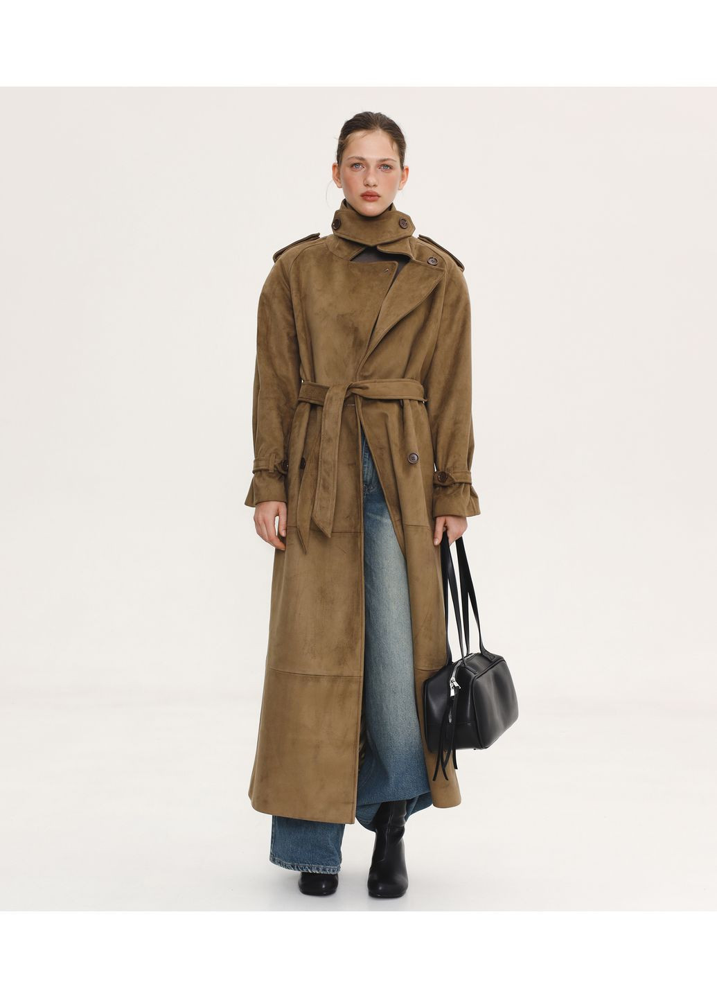 Темно-коричневе демісезонне Тренч максі 739-1 Papaya