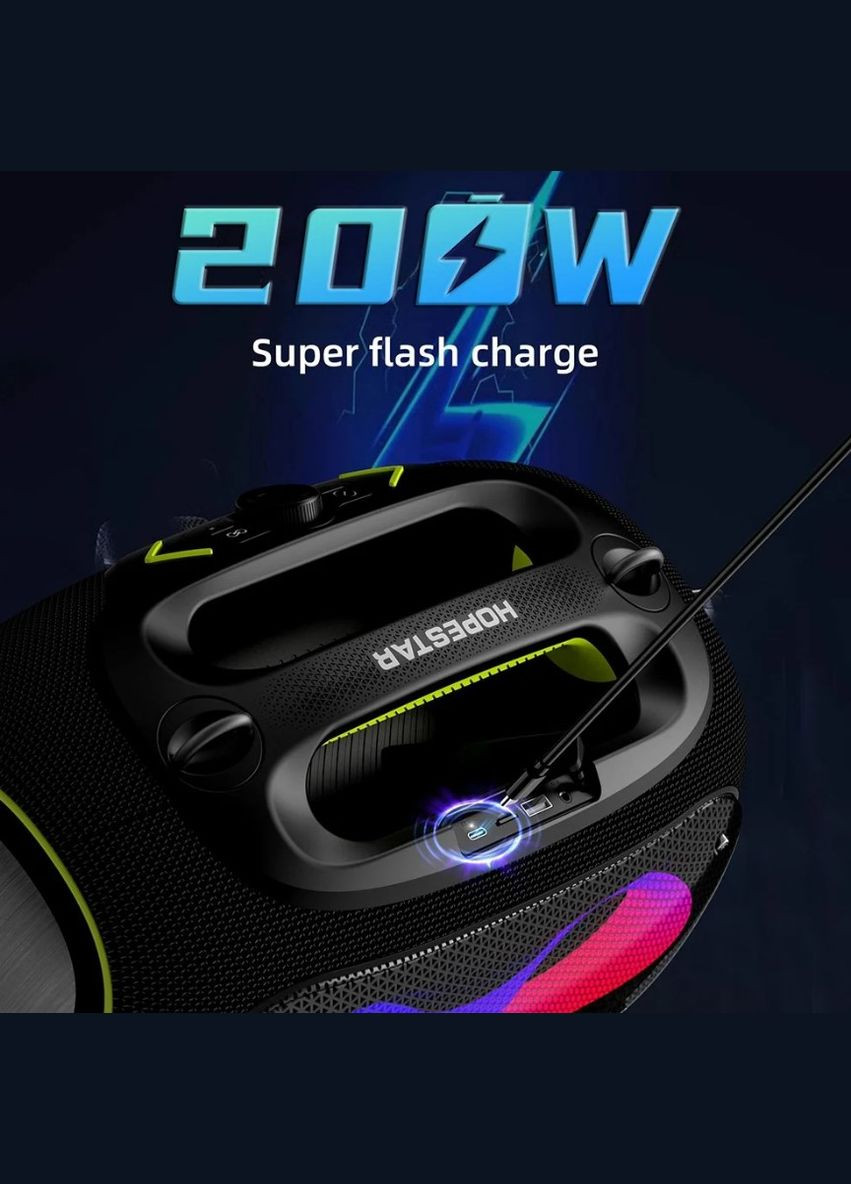 Бездротова колонка Bluetooth 120W з двома мікрофонами караоке чорний (2390000014) Hopestar Party BOX (341089763)