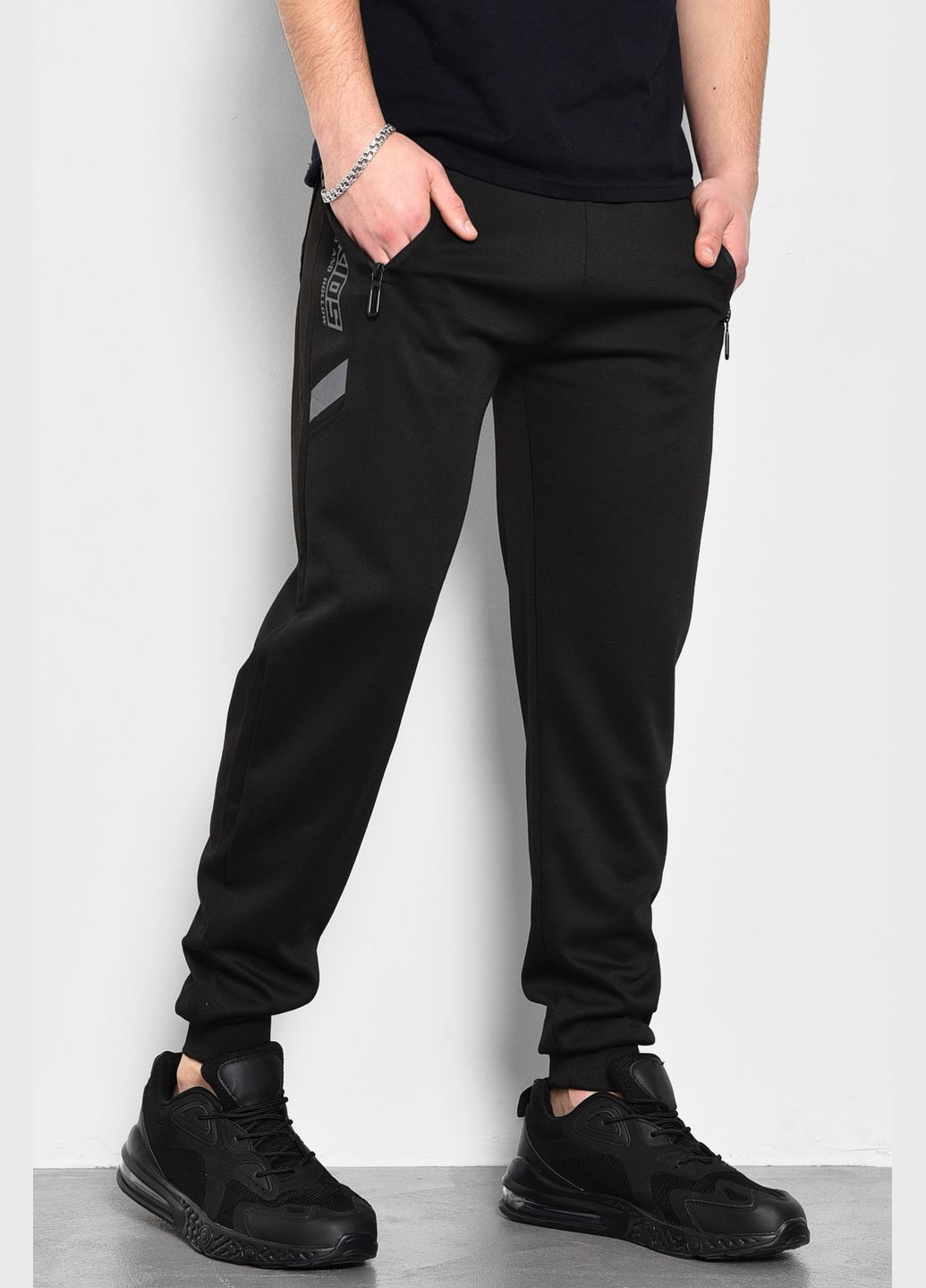 Спортивні чоловічі штани чорного кольору Let's Shop (278761344)