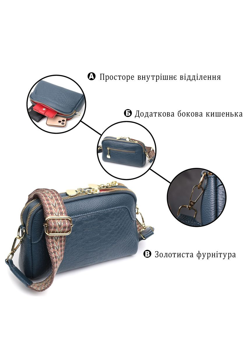 Модна шкіряна сумка на два відділення з кишенями синя (sku_22355) No Brand (329853337)