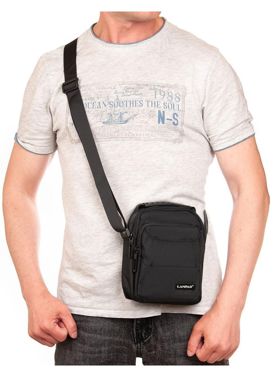 Сумка на плече чоловіча чорна Lanpad (366293400)