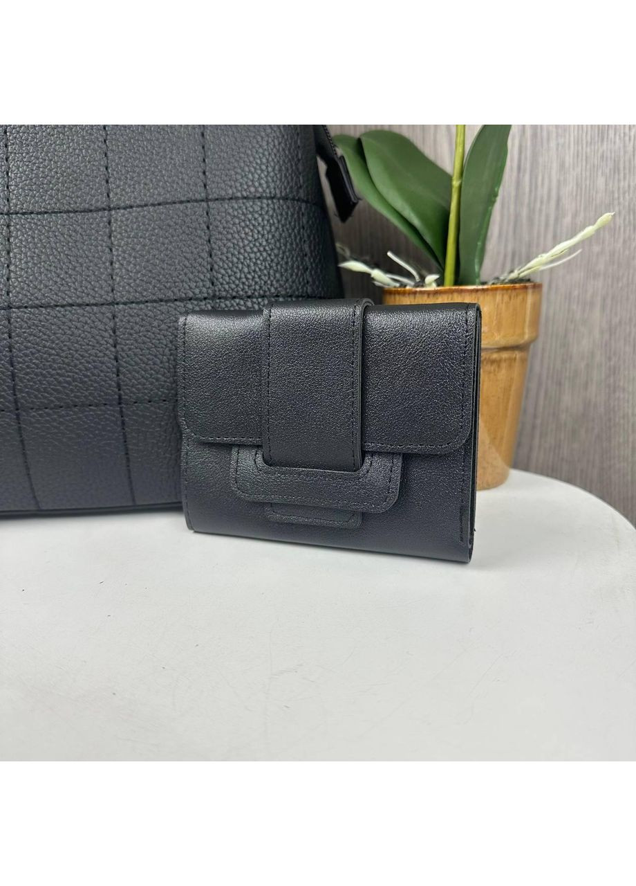 Жіноча сумка через плече з брелоком та міні гаманець чорний ПУ шкіра ProDobro (363259896)