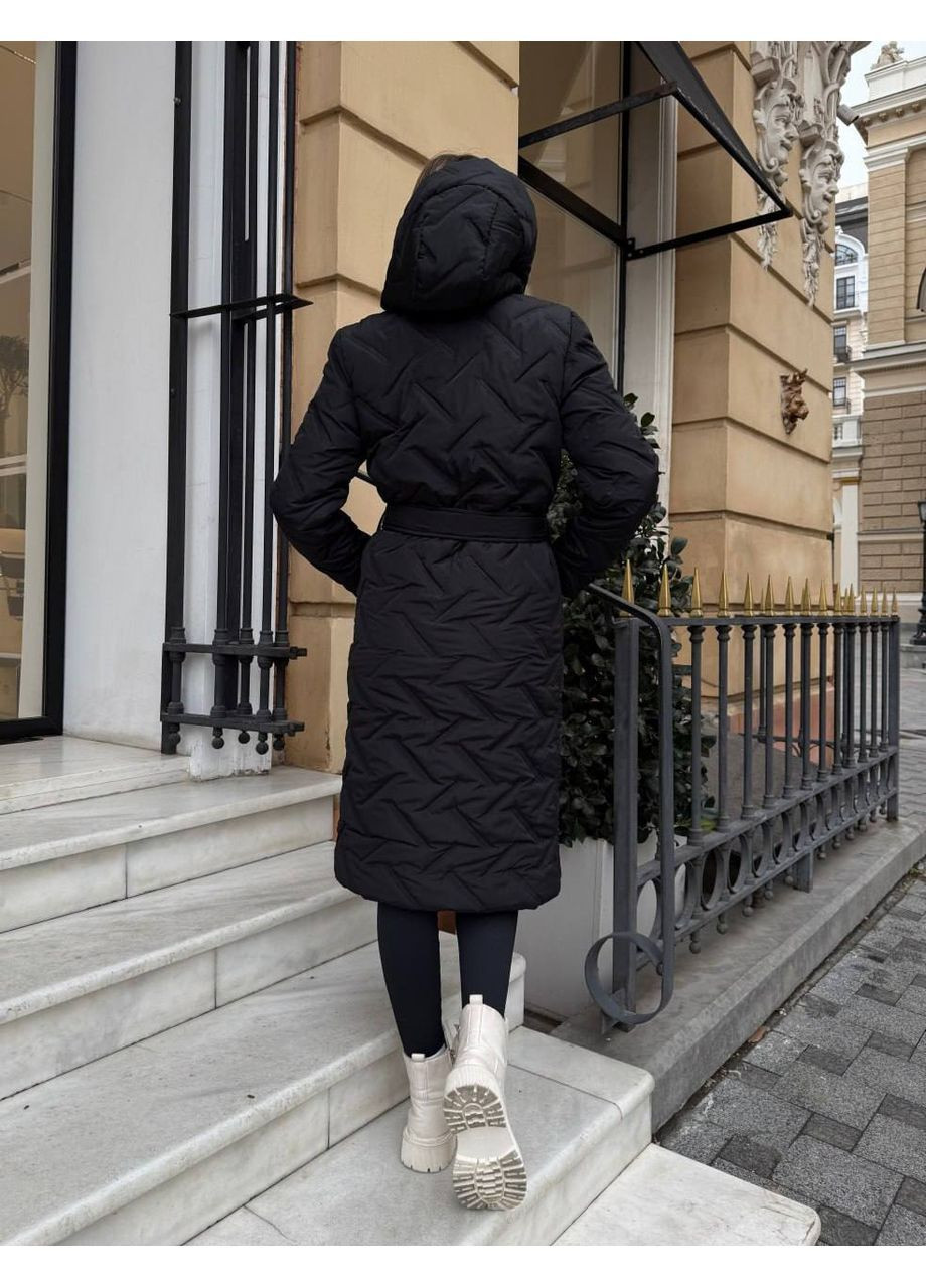 Черная демисезонная женская куртка пальто куртка-пальто FINO Mode