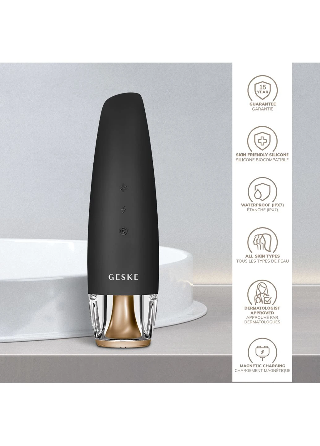 Антивозрастной LED-излучатель для восстановления кожи лица Anti-Aging Skin Renewer 9 в 1, gray GESKE (386485874)