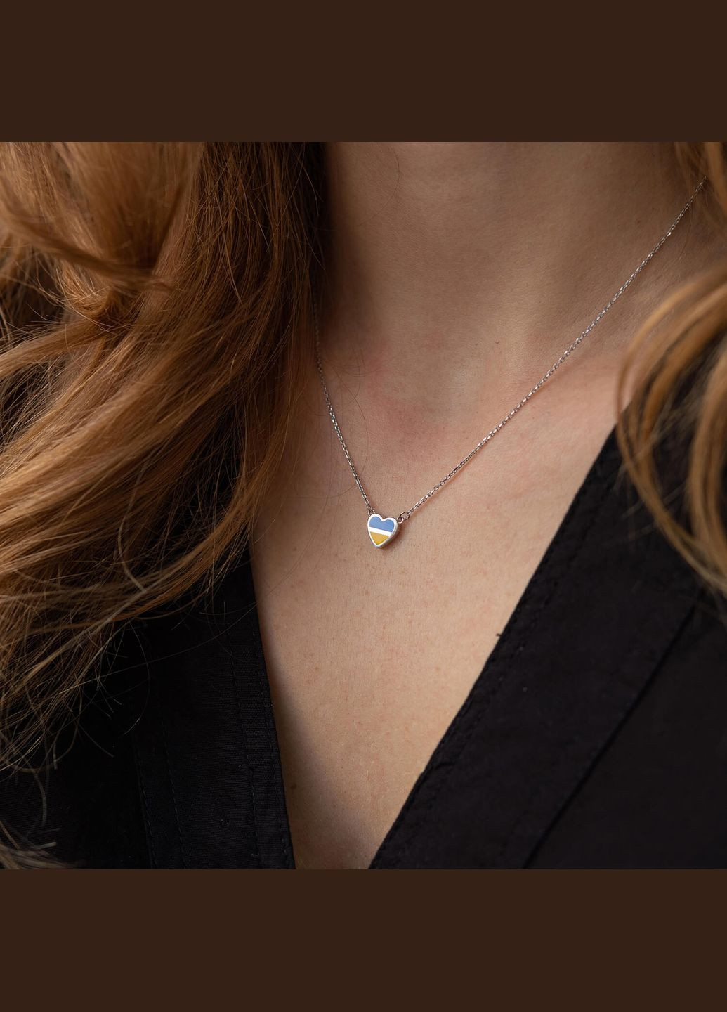 Колье С Украиной в сердце в серебре (голубая и желтая эмаль) 181236 43 Oniks (323209343)