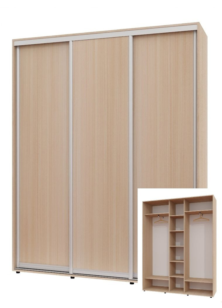 Шафа-купе тридверна 200*45*240 см Дуб молочний 3 двері ДСП ШК-04 Алекса (356772325)