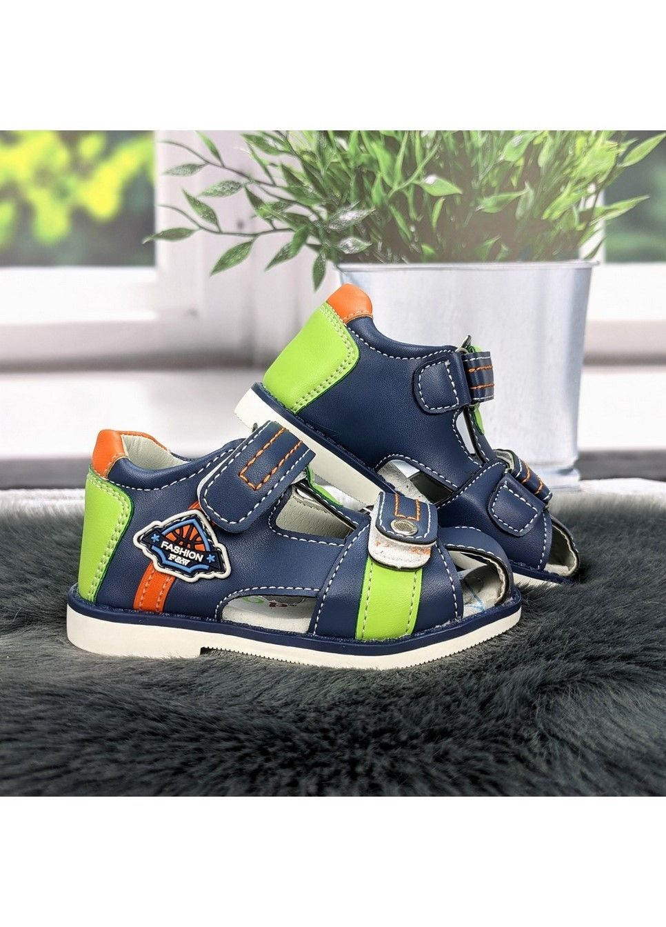 Синие повседневные босоножки детские сандалии для мальчика СВТ.Т на липучке