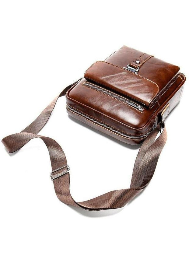 Сумка планшет через плече чоловіча з натуральної шкіри середня для документів та для телефону Коричневий 35801 Joynee (337466297)