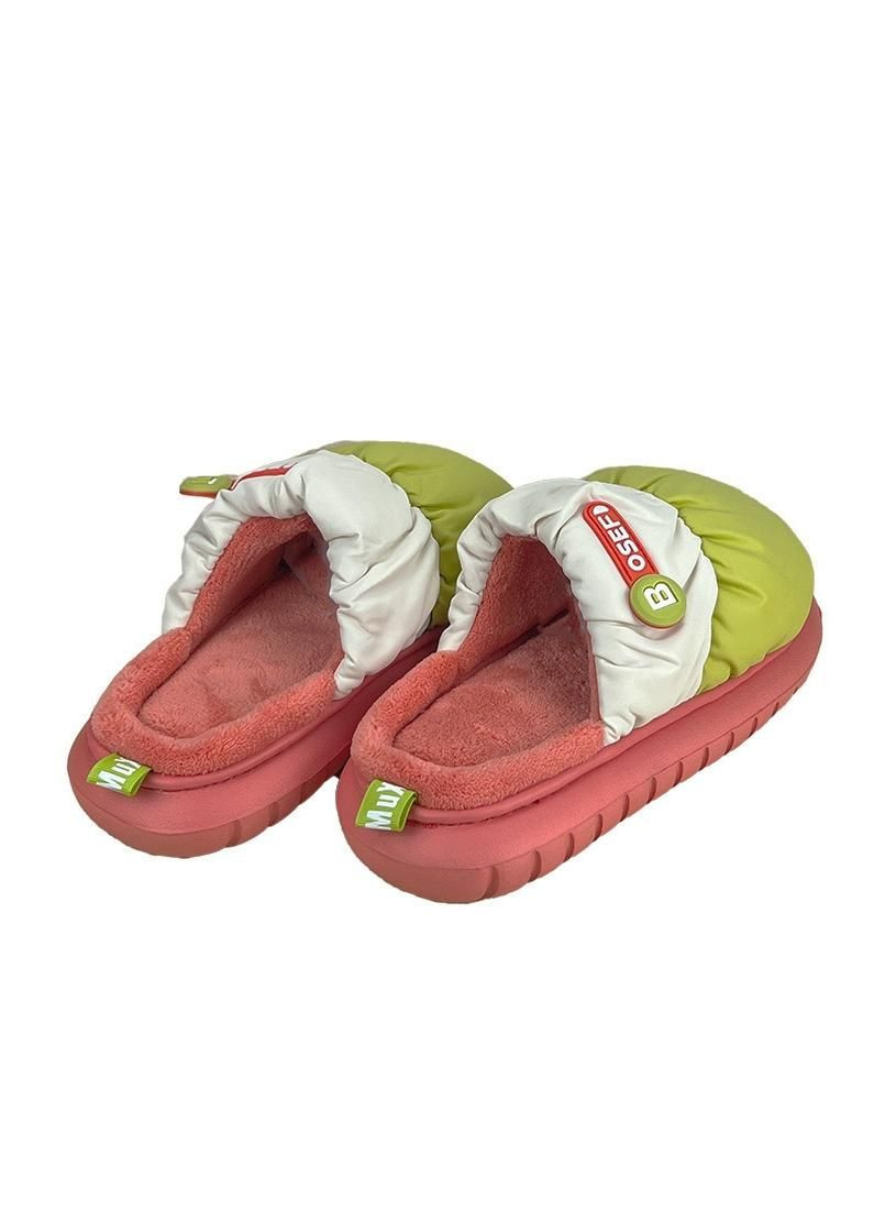 Зеленые женские комнатные тапочки style красно-зеленые 14605-1 Sanlin