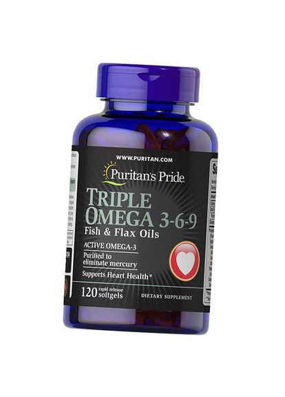 Омега 3 6 9, Риб'ячий Жир та Лляна Олія, Triple Omega 3-6-9 Fish & Flax Oils, Puritan's Pride 120гелкапс (67367033) Puritans Pride (322725647)