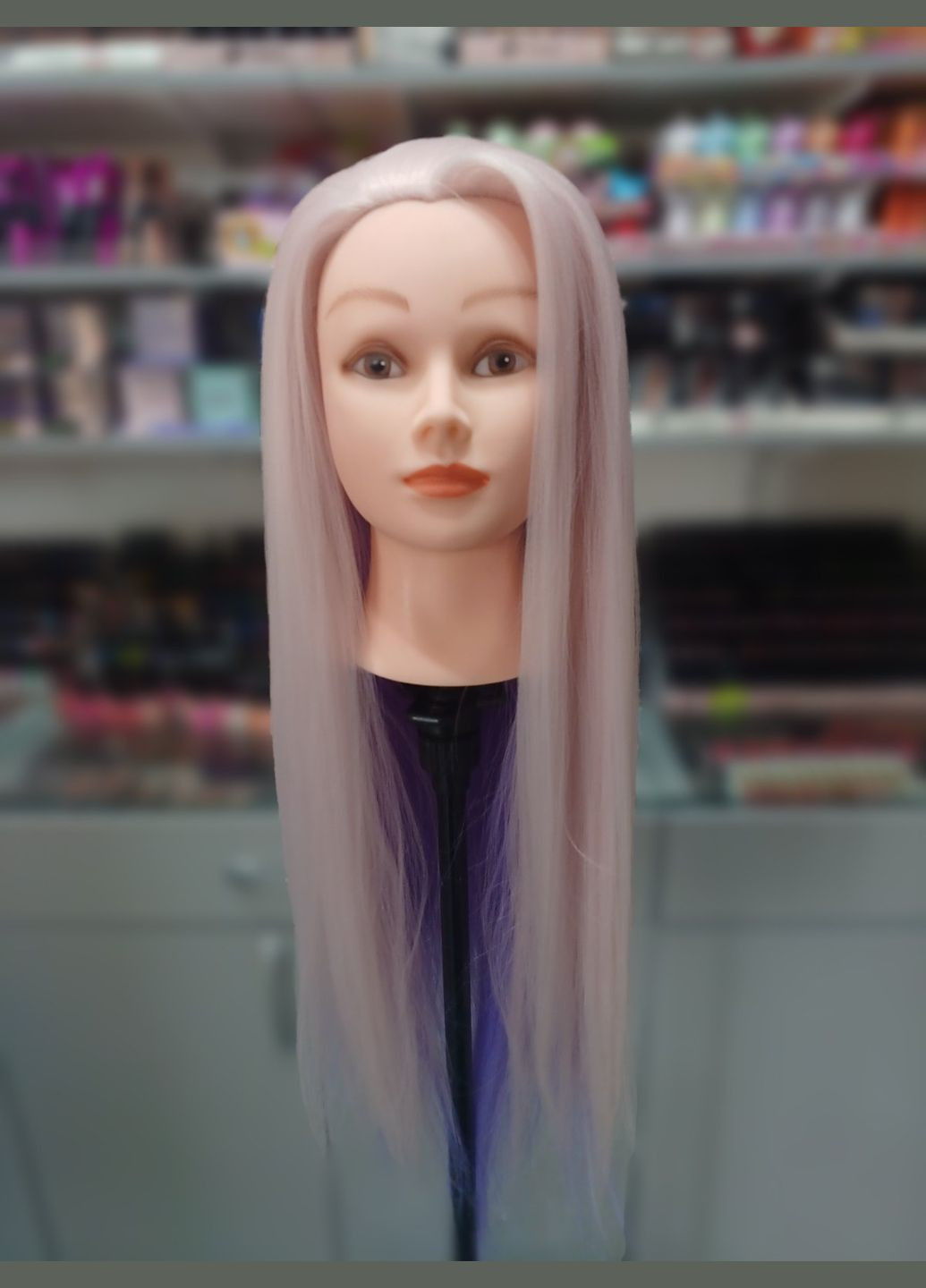 Голова учебная цветная с искусственными волосами (гофре) GLV-ET, Yax-1 Pink-purple YRE (337171848)