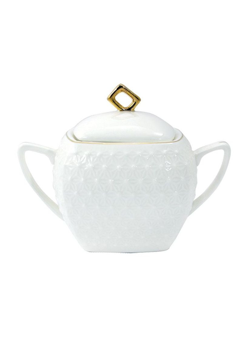 Сахарница фарфоровая Снежная Королева с крышкой квадратная 500 мл белая 932511-А Interos (336948418)