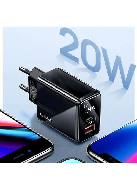 Мережевий зарядний пристрій T40 US-CC133 20W Black (CC133TC01) [160712] USAMS (399436267)