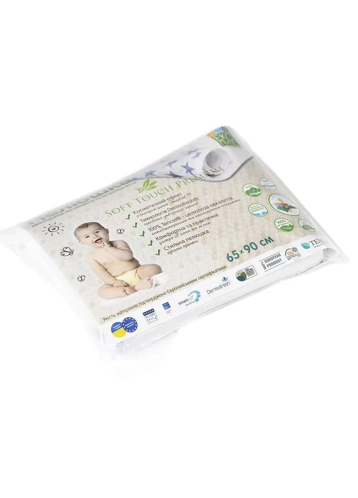 Многоразовая непромокаемая пеленка Эко Пупс Soft Touch Premium, 90х65 см, белый () Еко Пупс EPG07W-6590b (335030339)