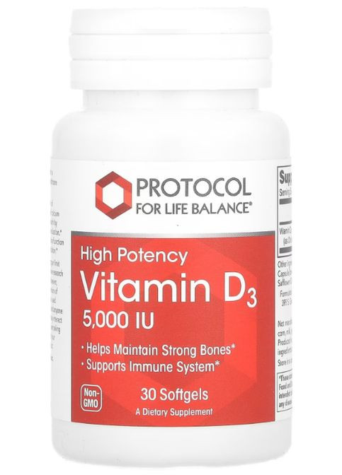Vitamin D-3 5000 IU 30 Softgels Protocol for Life Balance (315885844)