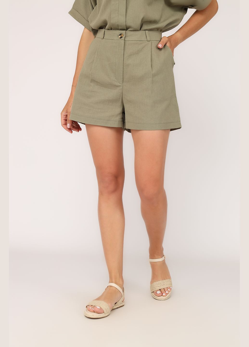Шорты женские цвет хаки ЦБ-00275378 Reyon (337467010)