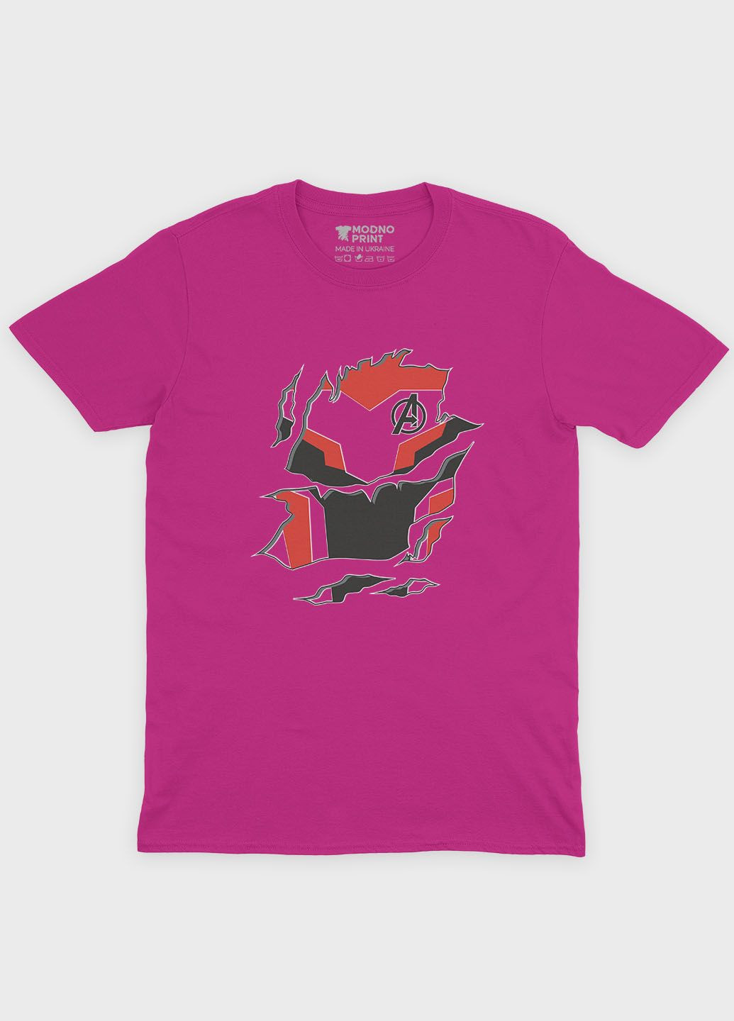 Розовая демисезонная футболка для девочки с принтом супергероя - железный человек (ts001-1-fuxj-006-016-006-g) Modno