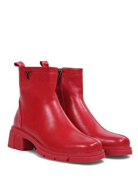 Осенние ботинки женские демисезонные красные челси Lino Morano без декора из искусственной кожи