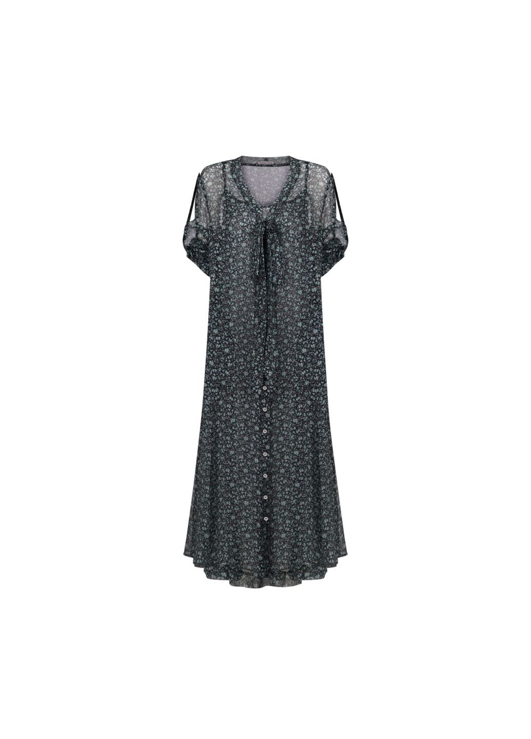 Комбінована сукня-двійка mille-fleur дрібний квітковий орнамент насиченого темного відтінку Victoria Gres