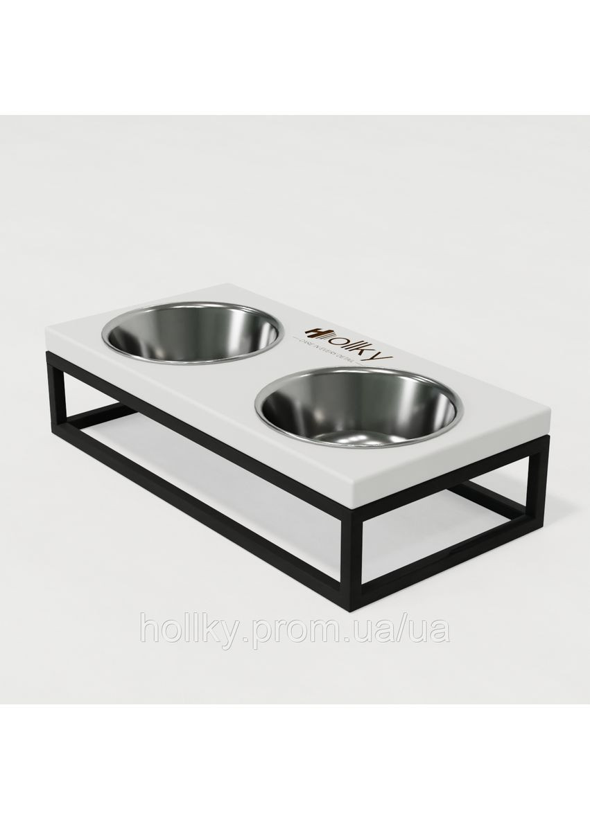 Миски на подставке для маленьких собак и кошек Base S (2×0,45 л) BS-36187-BLWH Hollky (365652731)