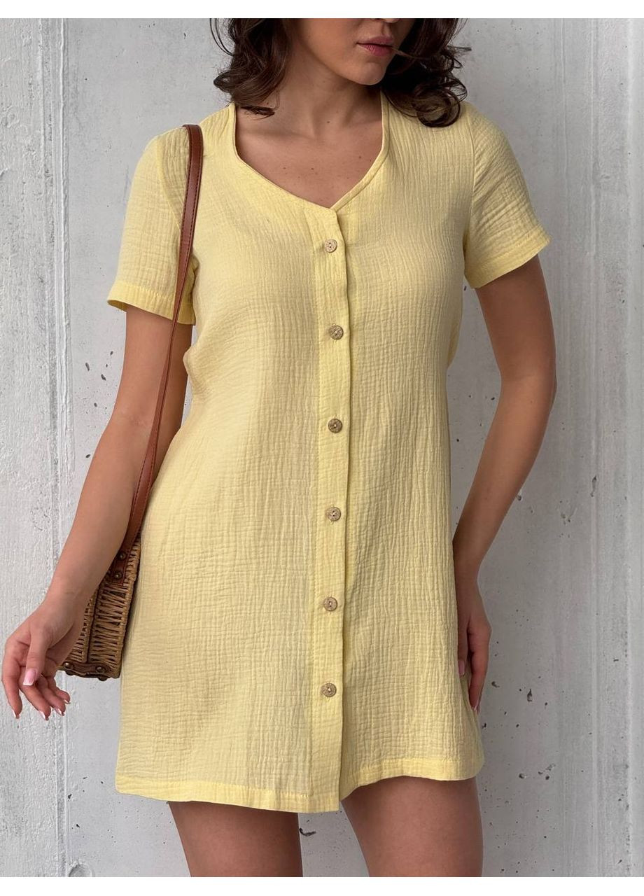 Жовтий жіноча літня сукня-сорочка Україна однотонна