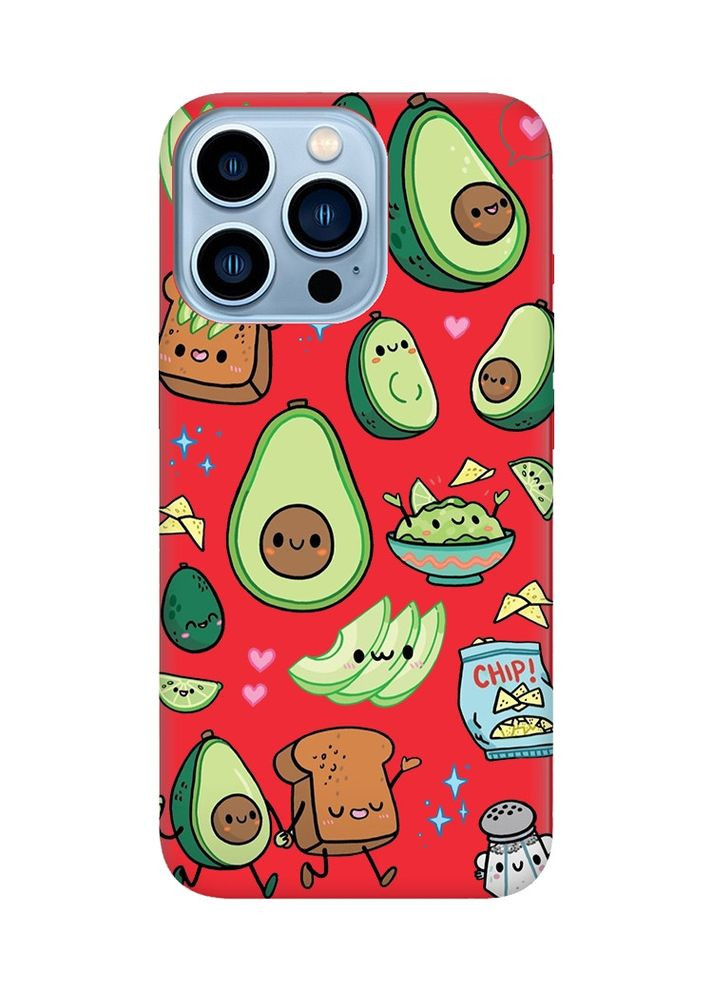 Матовий червоний чохол на Apple iPhone 13 Pro Max:: Милі авокадо каваї (принт 305) Creative (360690954)
