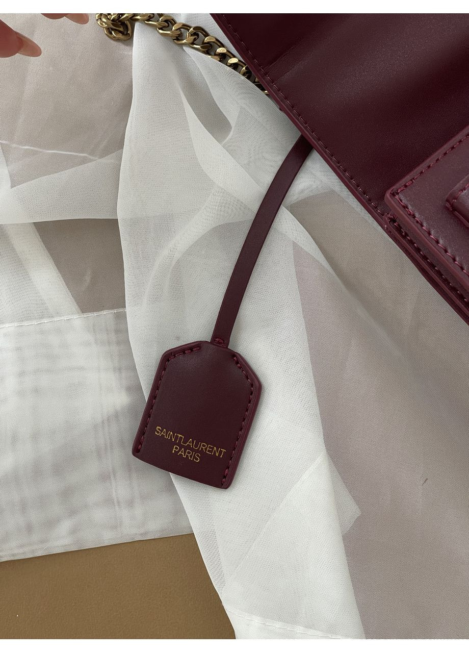 Сумка жіноча клатч Sunset Medium Shoulder Bag YSL бордовий No Brand (369935747)