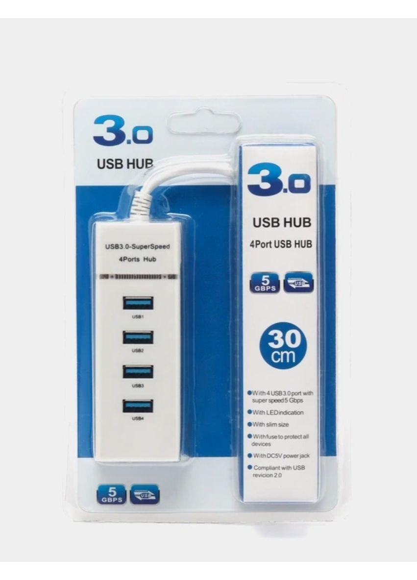 4 порти 3.0 USB-концентратор, розгалужувач, високошвидкісний мультирозгалужувач No Brand (369656234)