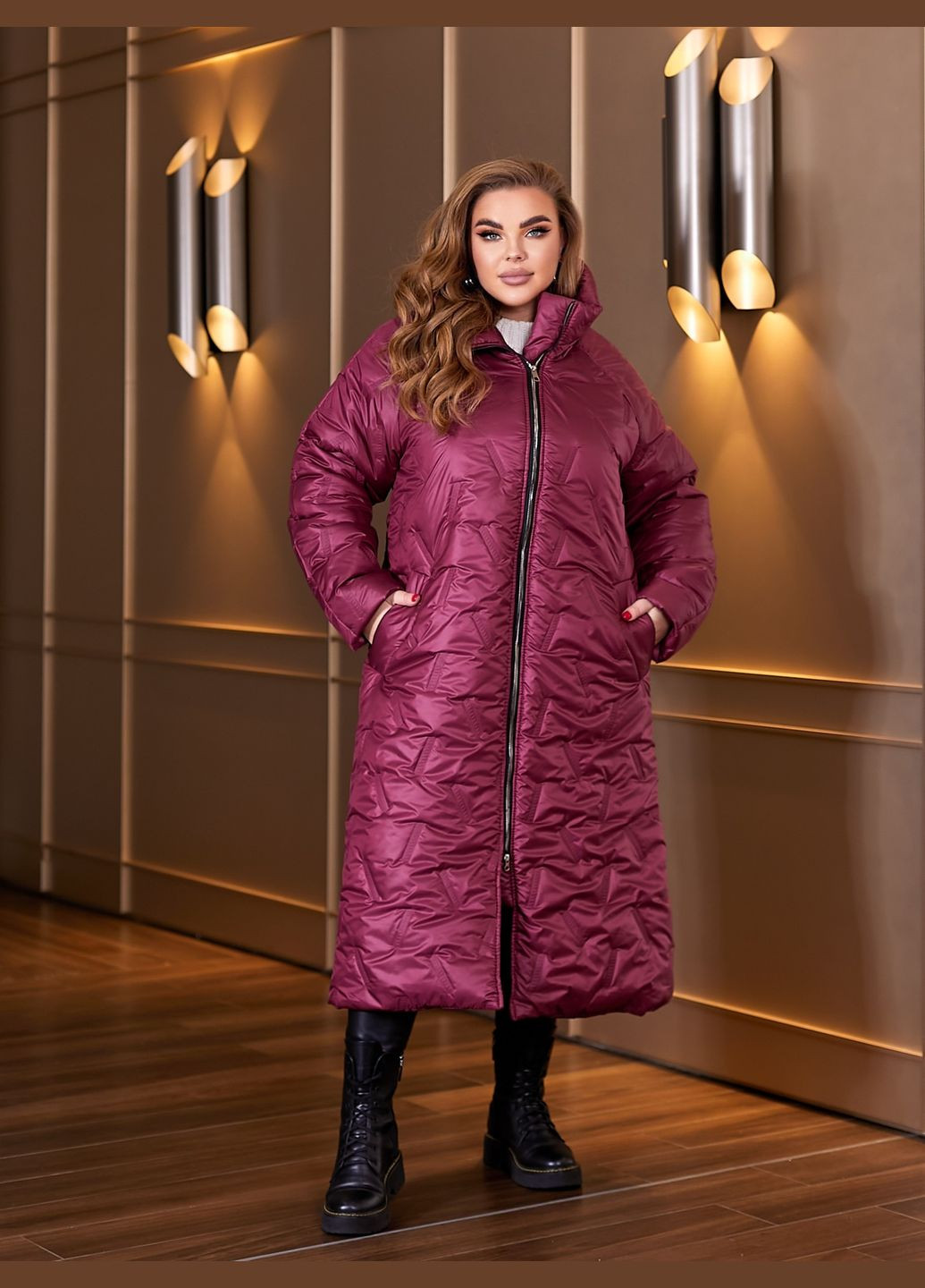 Бордова зимня зимова куртка-пальто куртка-пальто No Brand