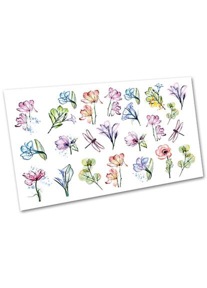 для нігтів Квіти Акварель 8*5 см No Brand Слайдери (322425360)