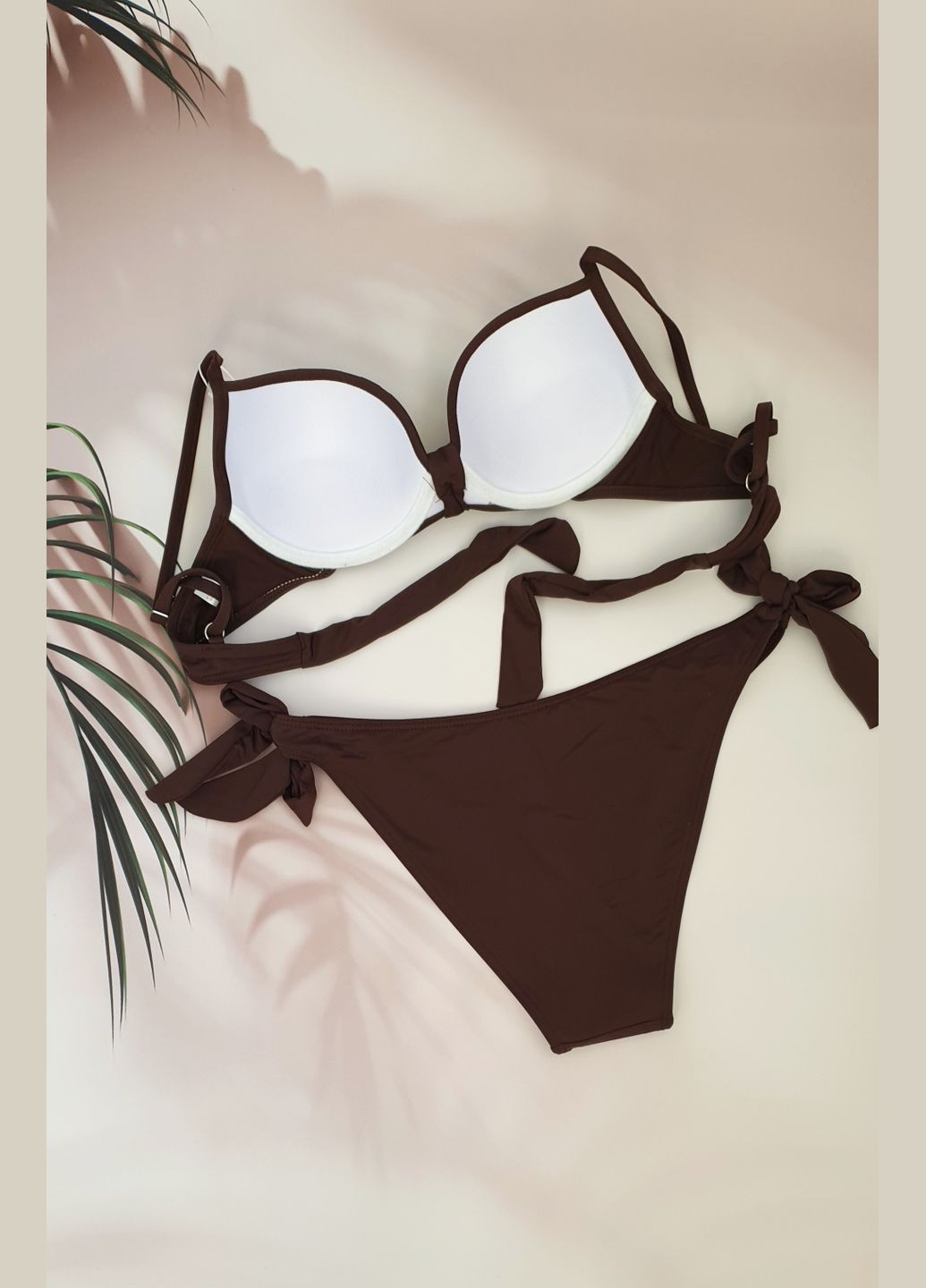 Коричневий демісезонний молодіжний роздільний купальник роздільний No Brand