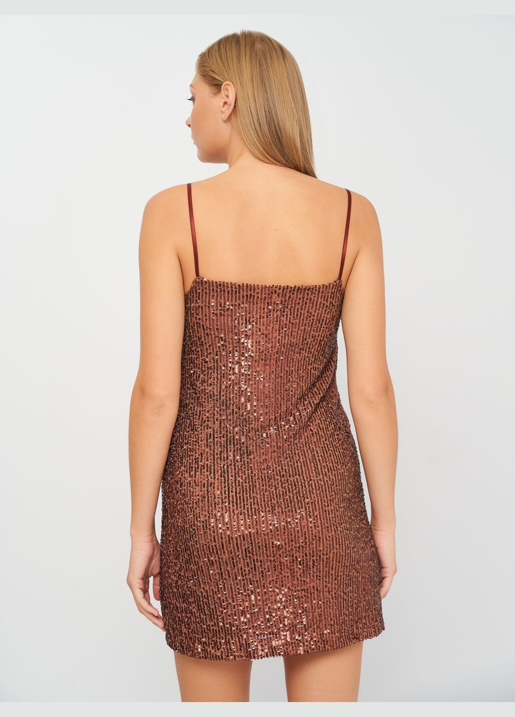 Коричнева кежуал сукня у паєтки Stradivarius однотонна