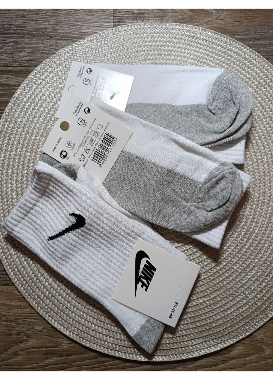 Білі білі підліткові високі шкарпетки з сірою стопою та логотипами – туреччина, 36-41 логотипи всесезон (352201286)