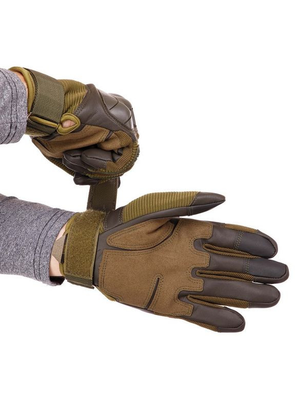 Рукавички тактичні із закритими пальцями (PL, PU, шкірозамінник, р-р, Оливковий) (BC-8797_Оливковий_M) SP-Sport (354703201)