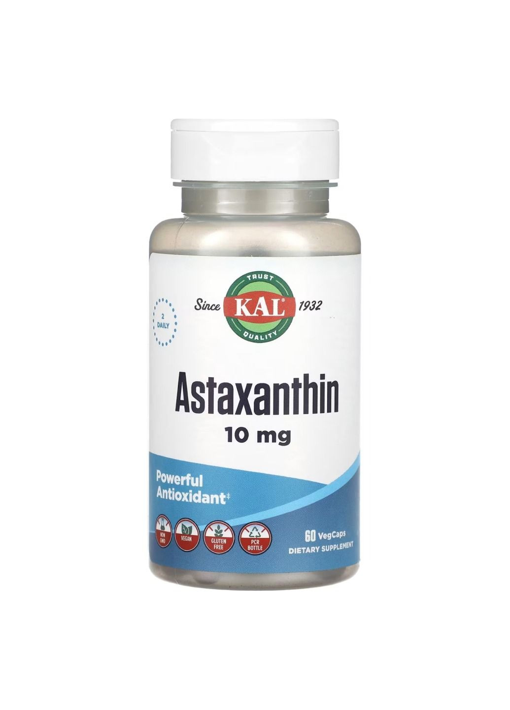 Антиоксидант Астаксантин, Astaxanthin 10mg - 60 tabs KAL (304025824)
