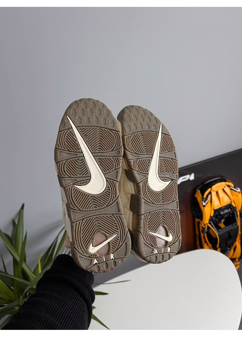 Бежевые демисезонные кроссовки мужские и женские nike air more uptempo | найк аир мор уптемпо бежевые No Brand